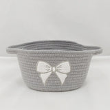 Delverona Cartoon Embroidered Cotton Rope Toy Storage Basket